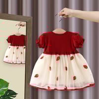 Imported🍓Baby Girls’ Strawberry Patchwork Tulle Princess Dress – Summer Short Sleeve_img_1