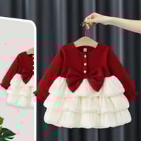 Imported 🎀 Spring/Autumn Girls’ Princess Dress – Long Sleeve with Large Bow_img_0