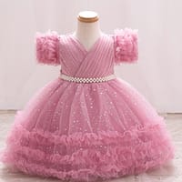 Imported ✨ Girls’ Ruffled Sleeve Beaded Sparkly Tutu Princess Dress – Flower Girl & Birthday Outfit_img_0