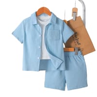 Imported 👔 Boys’ Summer School Style Suit – Short Sleeve Shirt & Shorts Set_img_4