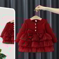Imported 🎀 Spring/Autumn Girls’ Princess Dress – Long Sleeve with Large Bow_img_1