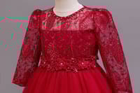 Imported ✨ Girls’ Long-Sleeve Lace Princess Dress – Flower Girl & Performance Outfit_img_3