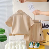 Imported👕 Boys’ Summer Polo Short-Sleeve Set – Stylish Solid Color Two-Piece Outfit_img_1