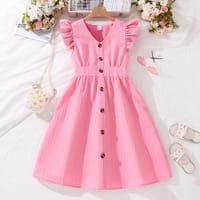 Imported🌈 Girls’ Striped Flutter Sleeve Princess Dress – Summer Fashion_img_2
