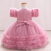 Imported ✨ Girls’ Ruffled Sleeve Beaded Sparkly Tutu Princess Dress – Flower Girl & Birthday Outfit_img_1