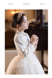 Imported ✨ Champagne Color Girls’ Runway Princess Dress – Tulle Performance Outfit_img_5