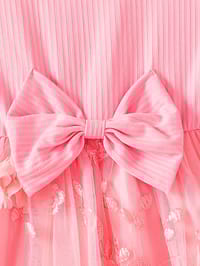 Imported 🌸 Girls’ Floral Embroidered Mesh Dress – Flutter Sleeve Toddler Princess Dress with Bow_img_2