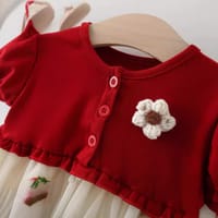Imported🍓Baby Girls’ Strawberry Patchwork Tulle Princess Dress – Summer Short Sleeve_img_2