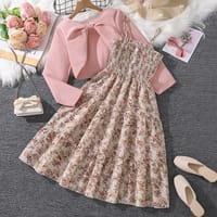 Imported🌸 Girls' Floral Dress & Jacket Set – Spring/Autumn Two-Piece Outfit_img_3