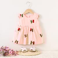 Imported 🍒 Baby Girls’ Sleeveless Cherry Embroidered Cotton Dress – Summer New Arrival_img_1