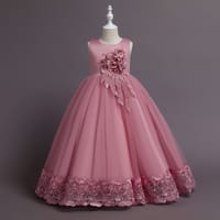 Imported 🌸 Girls’ Floral Runway Princess Dress – Summer Long Elegant Gown_img_0