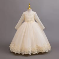 Imported ✨ Girls’ Long-Sleeve Lace Princess Dress – Wedding & Birthday Flower Girl Dress_img_1
