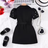 Imported 🌼 Girls’ Solid Color Short-Sleeve Casual Dress + Belt – Summer Two-Piece Set_img_1