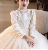 Imported ✨ Champagne Color Girls’ Runway Princess Dress – Tulle Performance Outfit_img_6
