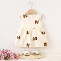 Imported 🍒 Baby Girls’ Sleeveless Cherry Embroidered Cotton Dress – Summer New Arrival_img_3