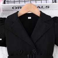 Imported 🌼 Girls’ Solid Color Short-Sleeve Casual Dress + Belt – Summer Two-Piece Set_img_2