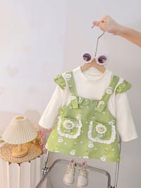 Imported 🍁 Autumn Princess Dress – Cartoon Suspender Faux Two-Piece Long-Sleeve Outfit_img_0