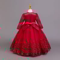 Imported ✨ Girls’ Long-Sleeve Lace Princess Dress – Flower Girl & Performance Outfit_img_4