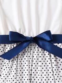 Imported 🤍 Girls’ Autumn Two-Piece Dress Set – White Vest Dress with Polka Dot Long Sleeve Outer_img_2