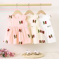 Imported 🍒 Baby Girls’ Sleeveless Cherry Embroidered Cotton Dress – Summer New Arrival_img_0