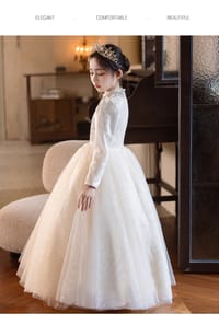 Imported ✨ Champagne Color Girls’ Runway Princess Dress – Tulle Performance Outfit_img_2
