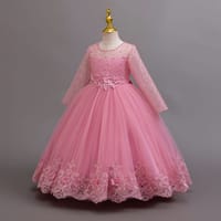 Imported ✨ Girls’ Long-Sleeve Lace Princess Dress – Wedding & Birthday Flower Girl Dress_img_0