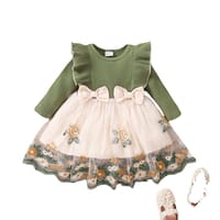 Imported🌸 INS Style Baby Girls’ Patchwork Floral Mesh Dress – Spring & Autumn Long Sleeve_img_4