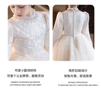 Imported ✨ Champagne Color Girls’ Runway Princess Dress – Tulle Performance Outfit_img_8