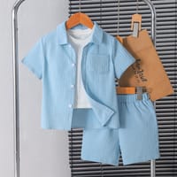 Imported 👔 Boys’ Summer School Style Suit – Short Sleeve Shirt & Shorts Set_img_0