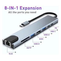 8-in-1 Type-C USB Hub Dock Bangladesh – High-Speed Dual Head Adapter for Laptop & PC with Network Card_img_5