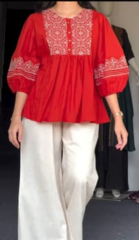 Short kurta With Palazzo Pant (Red)_img_0