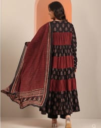 Maroon Floral Printed Anarkali kurta set_img_1