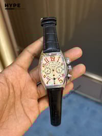 Franck Muller Quartz Chronograph Leather Belt (Silver-Red)_img_0