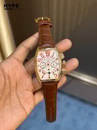 Franck Muller Quartz Chronograph Leather Belt (Brown-Red)_img_0