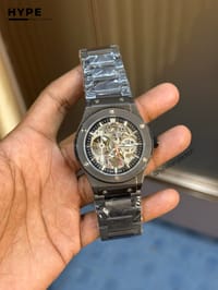 Hublot Chain Skeleton Dial Automatic Watch (Black)_img_0
