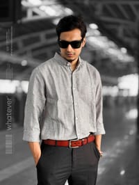 Silver Texture Oversized Full Sleeve Shirt (Ash)_img_1
