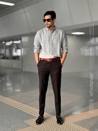 Silver Texture Oversized Full Sleeve Shirt (Ash)_img_4