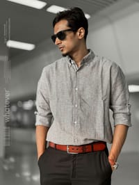 Silver Texture Oversized Full Sleeve Shirt (Ash)_img_5