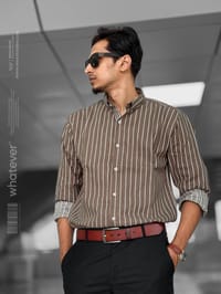 Brown Stripe Oversized Full Sleeve Shirt (Brown)_img_6