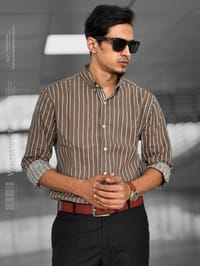 Brown Stripe Oversized Full Sleeve Shirt (Brown)_img_2