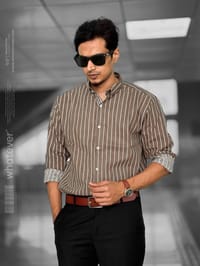 Brown Stripe Oversized Full Sleeve Shirt (Brown)_img_8