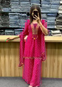 Bandhani Sharara suit (Magenta Pink)_img_0