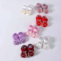 বেবি গার্লস ব্যাপটিজম জুতা এবং হেডব্যান্ড সেট, নবজাতক শিশুর নরম সোল প্রিন্সেস জুতা এবং চুলের ব্যান্ড_img_2