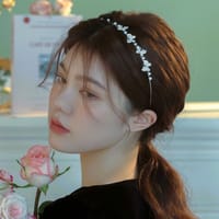 Rhinestone Headbands, Gold Crystal Flower Headpieces Elegant Pearl Floral Leaves Tiara Hair Hoop Metal Hairband Bridal Wedding Hair Accessories for Women Girls_img_0