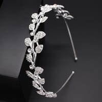 Rhinestone Headbands, Gold Crystal Flower Headpieces Elegant Pearl Floral Leaves Tiara Hair Hoop Metal Hairband Bridal Wedding Hair Accessories for Women Girls_img_1