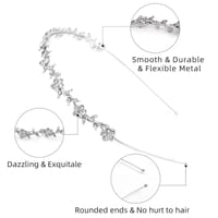 Rhinestone Headbands, Gold Crystal Flower Headpieces Elegant Pearl Floral Leaves Tiara Hair Hoop Metal Hairband Bridal Wedding Hair Accessories for Women Girls_img_3