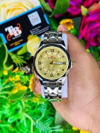 ⌚ Luxury Gold Dial Men’s Watch – Stainless Steel Elegance_img_1