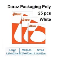 Daraz Packaging Materials Poly Plastic Bag 25pcs for Courier Product Covering Pack White Color Small Medium Large_img_0