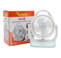 JOYKALY YG-729 Rechargeable AC/DC Mini Table Fan with LED Light Portable Rechargeable LED Light AC/AD Electronic Fan with 8" inches High Speed Blade_img_0