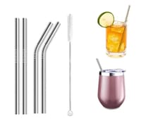 Reusable SS Straws Metal Straw Stainless Steel Straw Cleaner Metal Straw 5pcs pack_img_1
